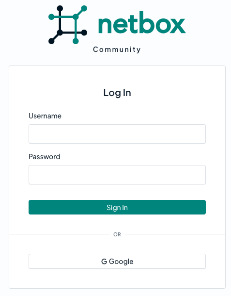 NetBox Google login form